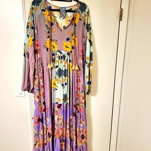 Johnny Was floral long-sleeved maxi dress.  Size XL